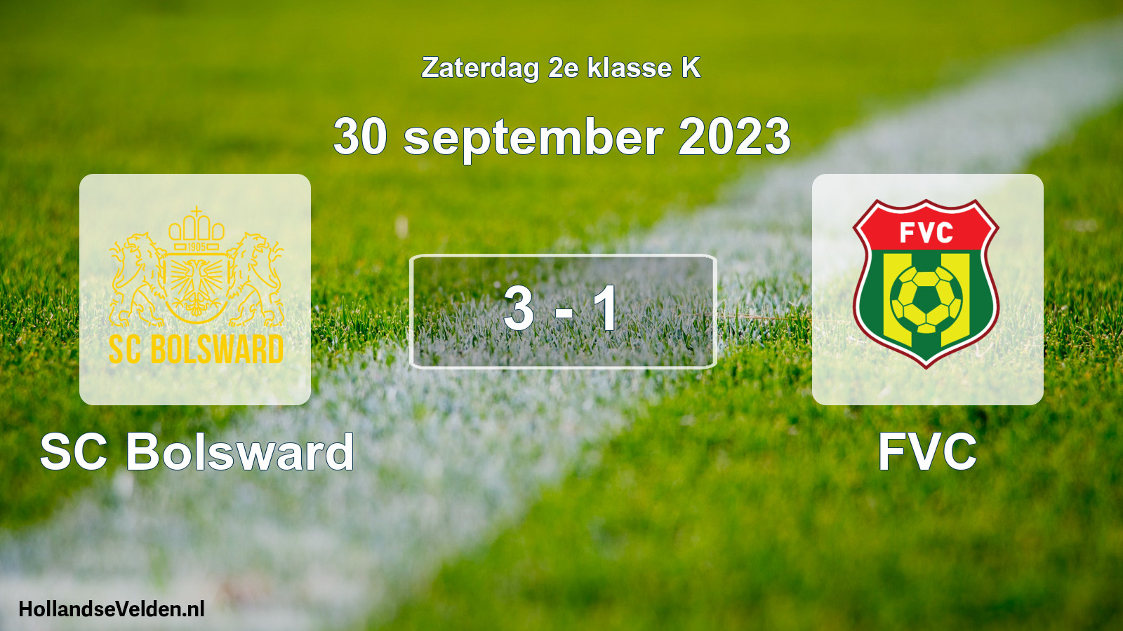 Total number of matches played: SC Bolsward - FVC 3 - 1 (30 September 2023)