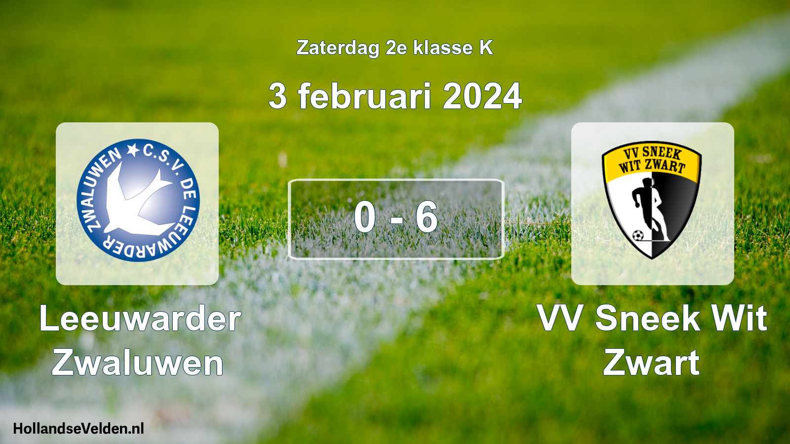 Total number of matches played: Leeuwarder Zwaluwen - VV Sneek Wit Zwart 0 - 6 (3 February 2024)