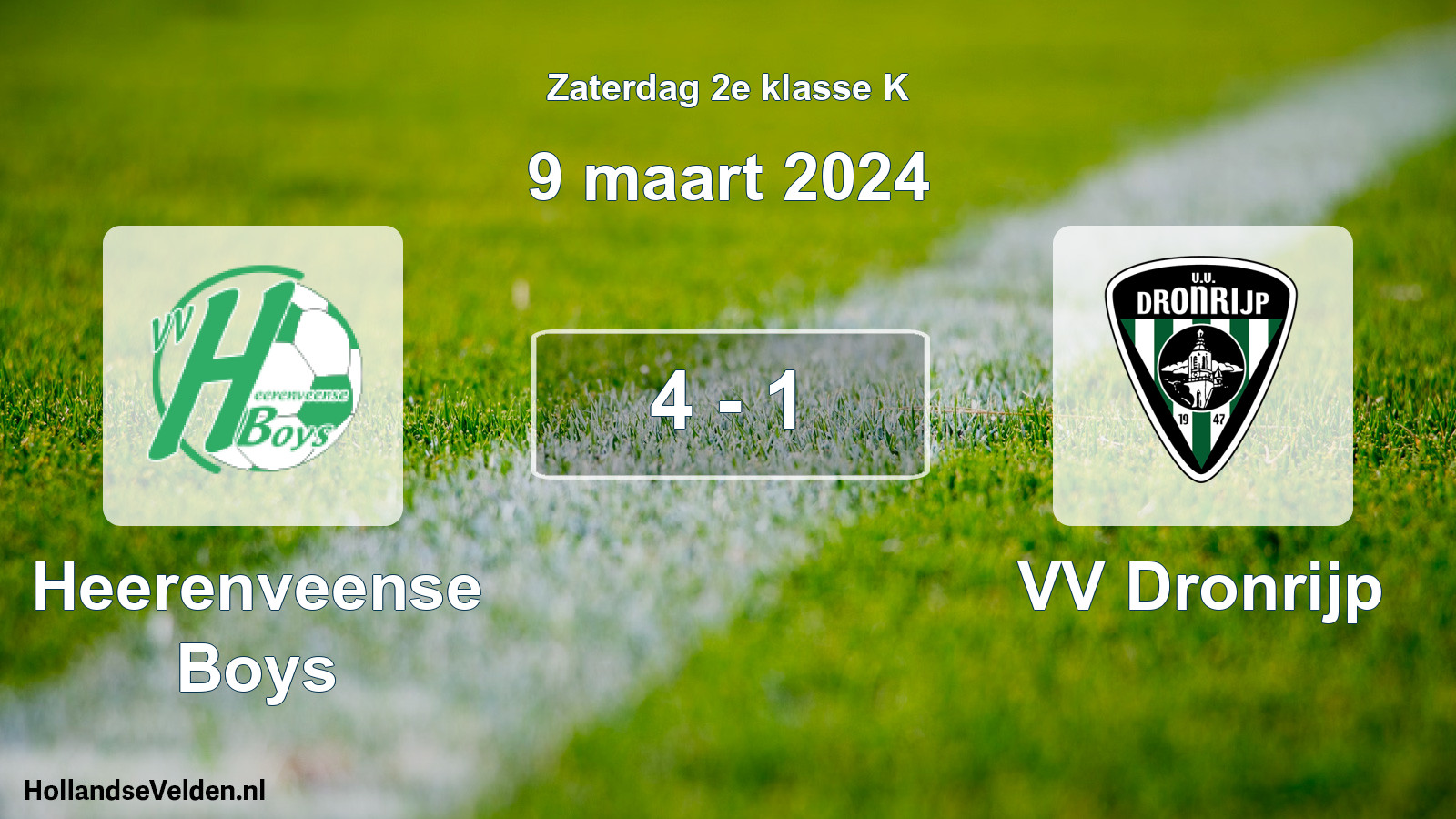 Total number of matches played: Heerenveense Boys - VV Dronrijp 4 - 1 (9 March 2024)