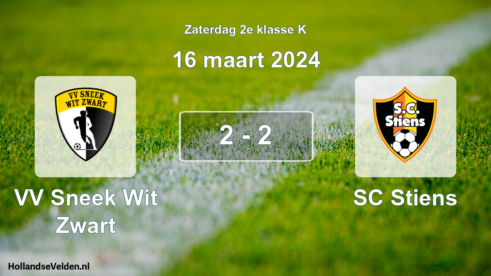 Total number of matches played: VV Sneek Wit Zwart - SC Stiens 2 - 2 (16 March 2024)