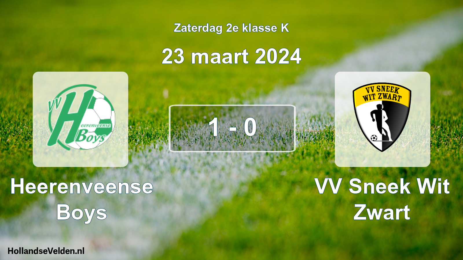 Total number of matches played: Heerenveense Boys - VV Sneek Wit Zwart 1 - 0 (23 March 2024)