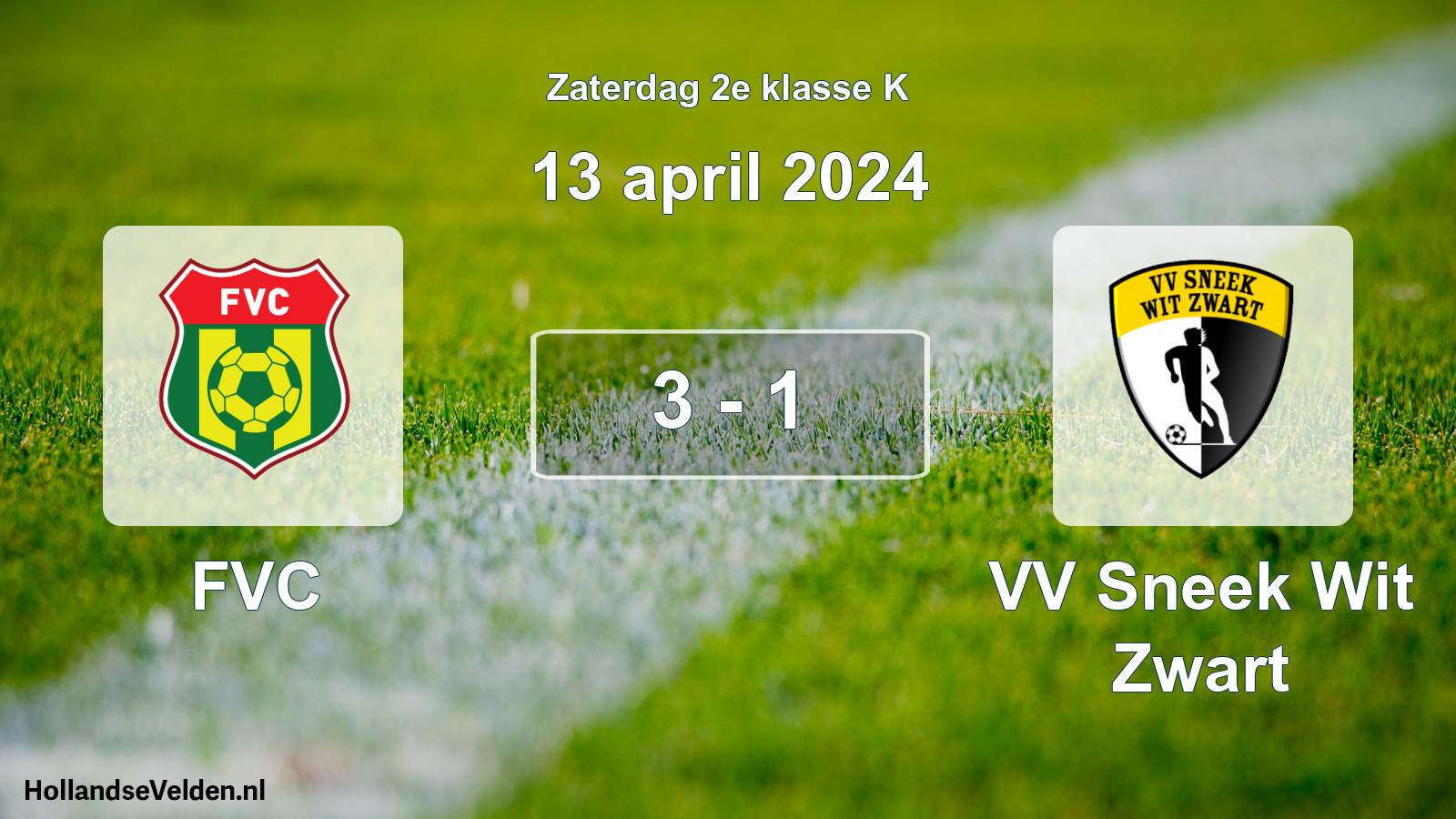 Total number of matches played: FVC - VV Sneek Wit Zwart 3 - 1 (13 April 2024)