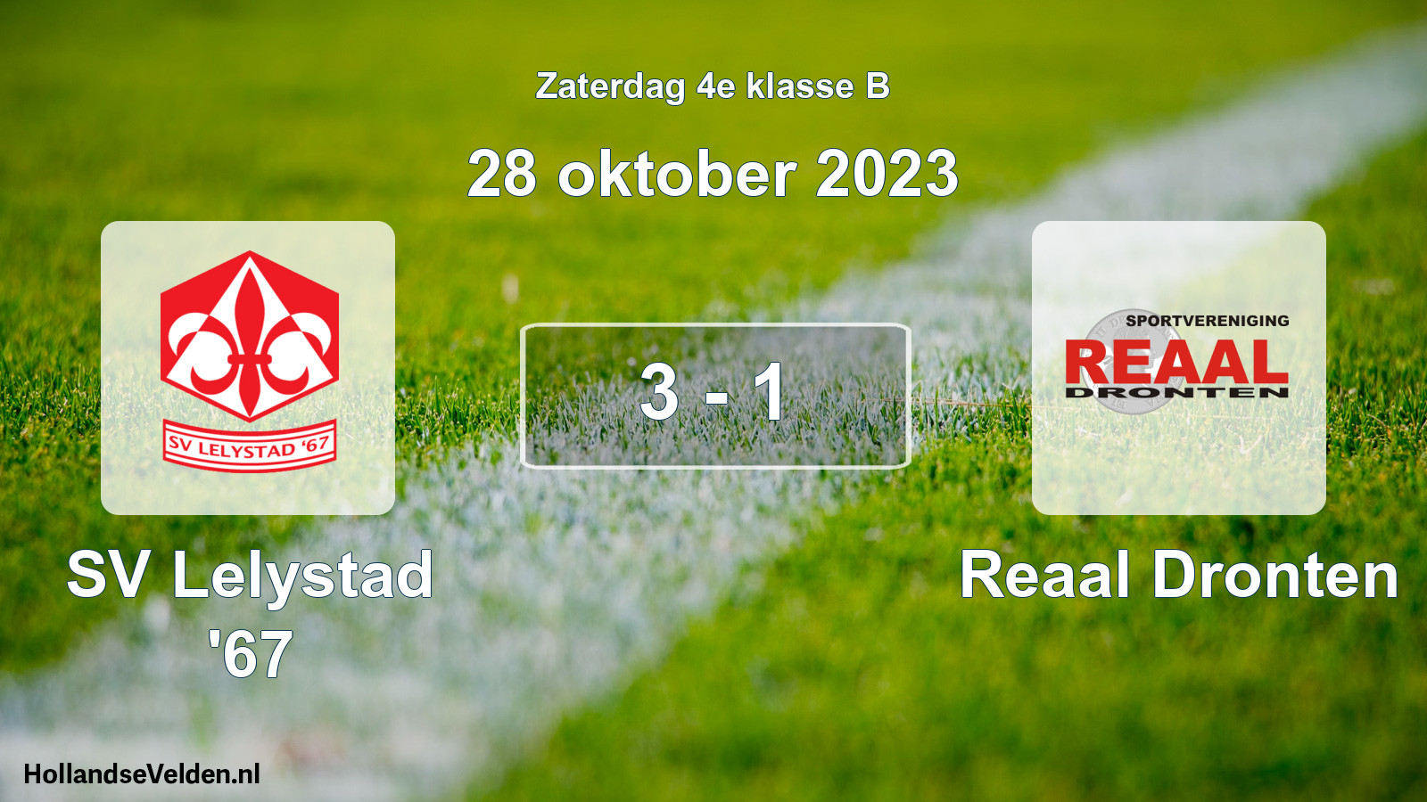 Total number of matches played: SV Lelystad '67 - Reaal Dronten 3 - 1 (28 October 2023)
