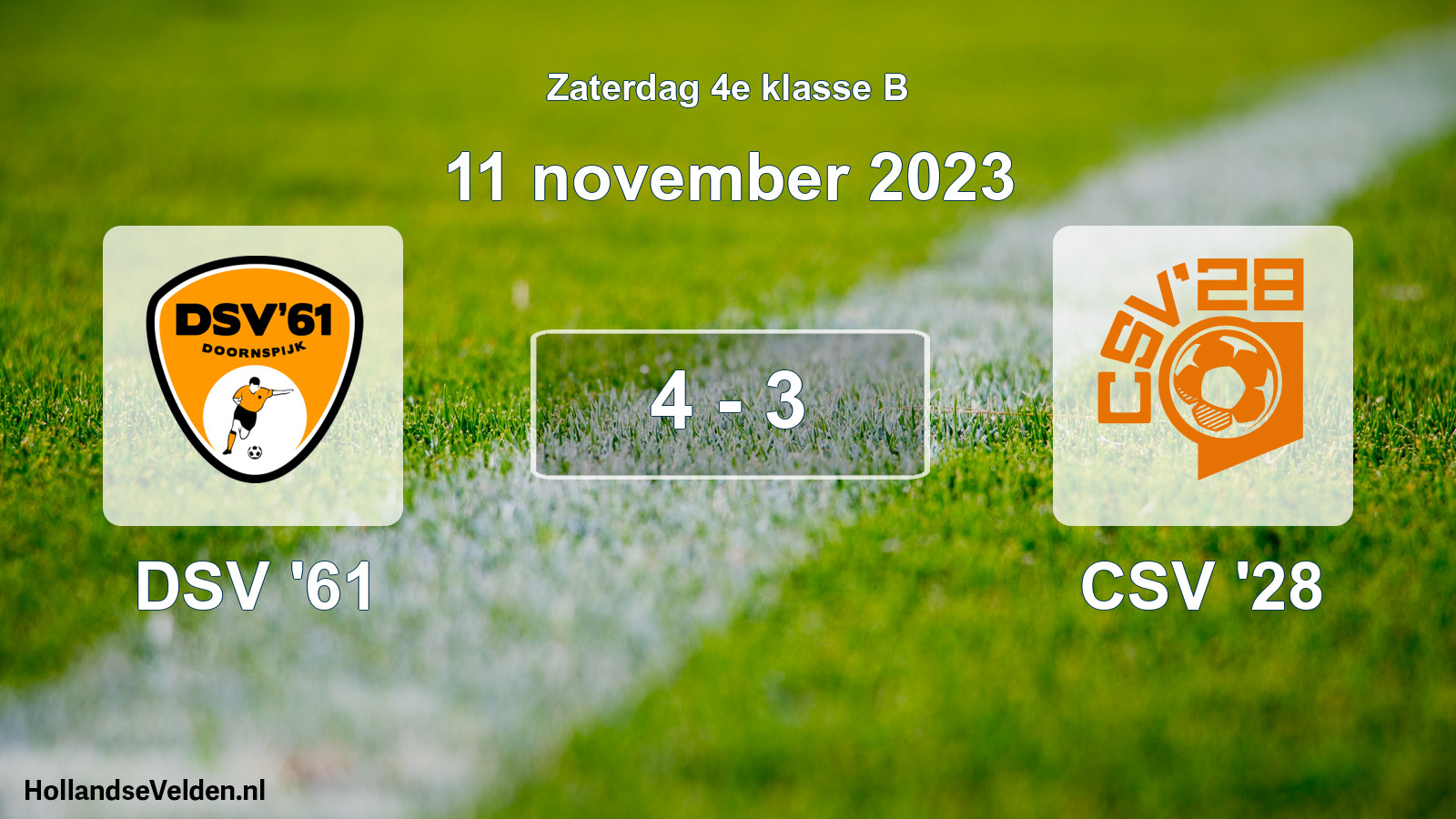 Total number of matches played: DSV '61 - CSV '28 4 - 3 (11 November 2023)