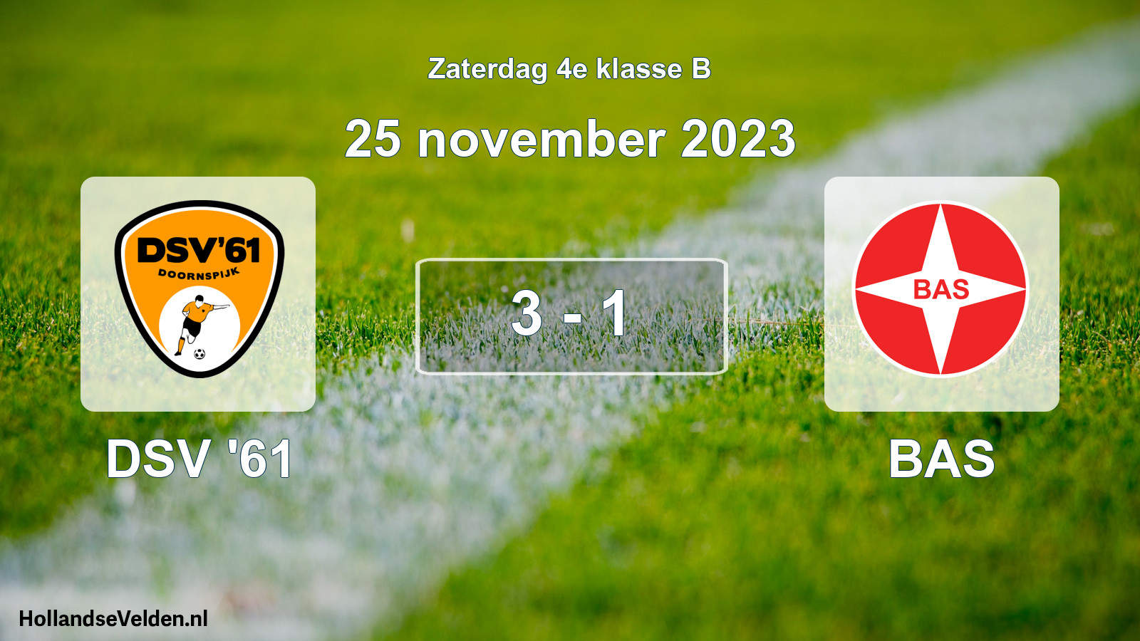 Total number of matches played: DSV '61 - BAS 3 - 1 (25 November 2023)