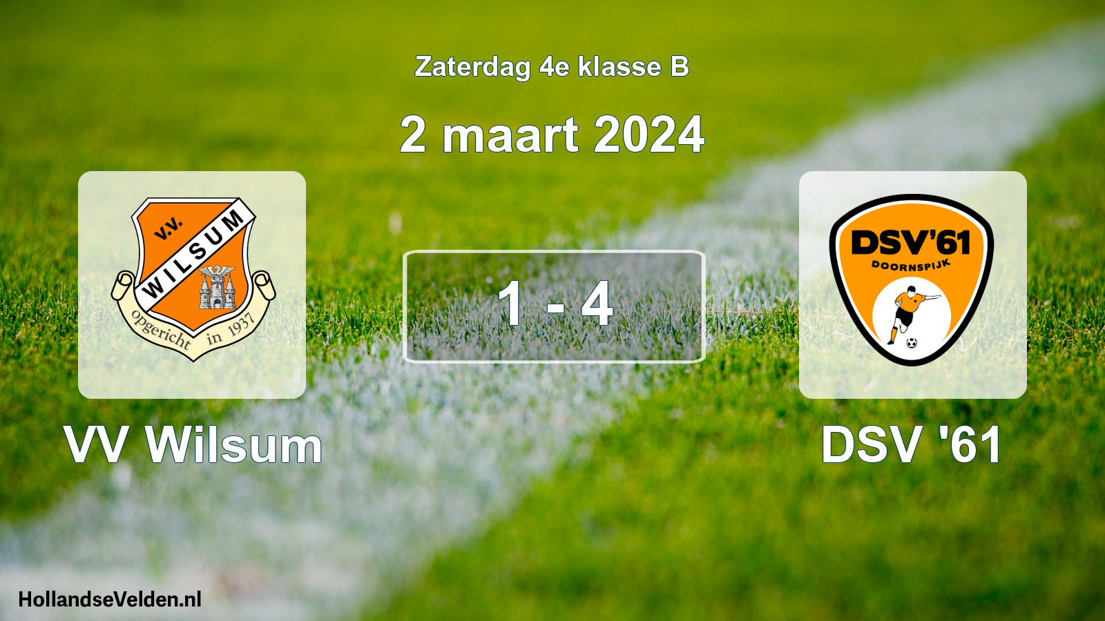 Total number of matches played: VV Wilsum - DSV '61 1 - 4 (2 March 2024)