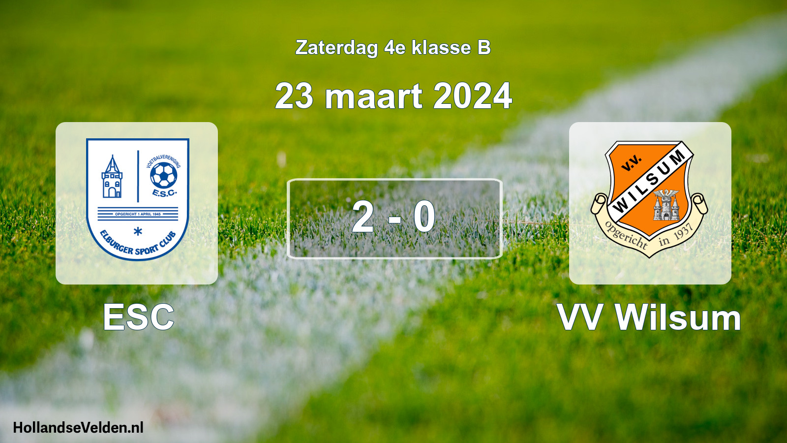 Total number of matches played: ESC - VV Wilsum 2 - 0 (23 March 2024)