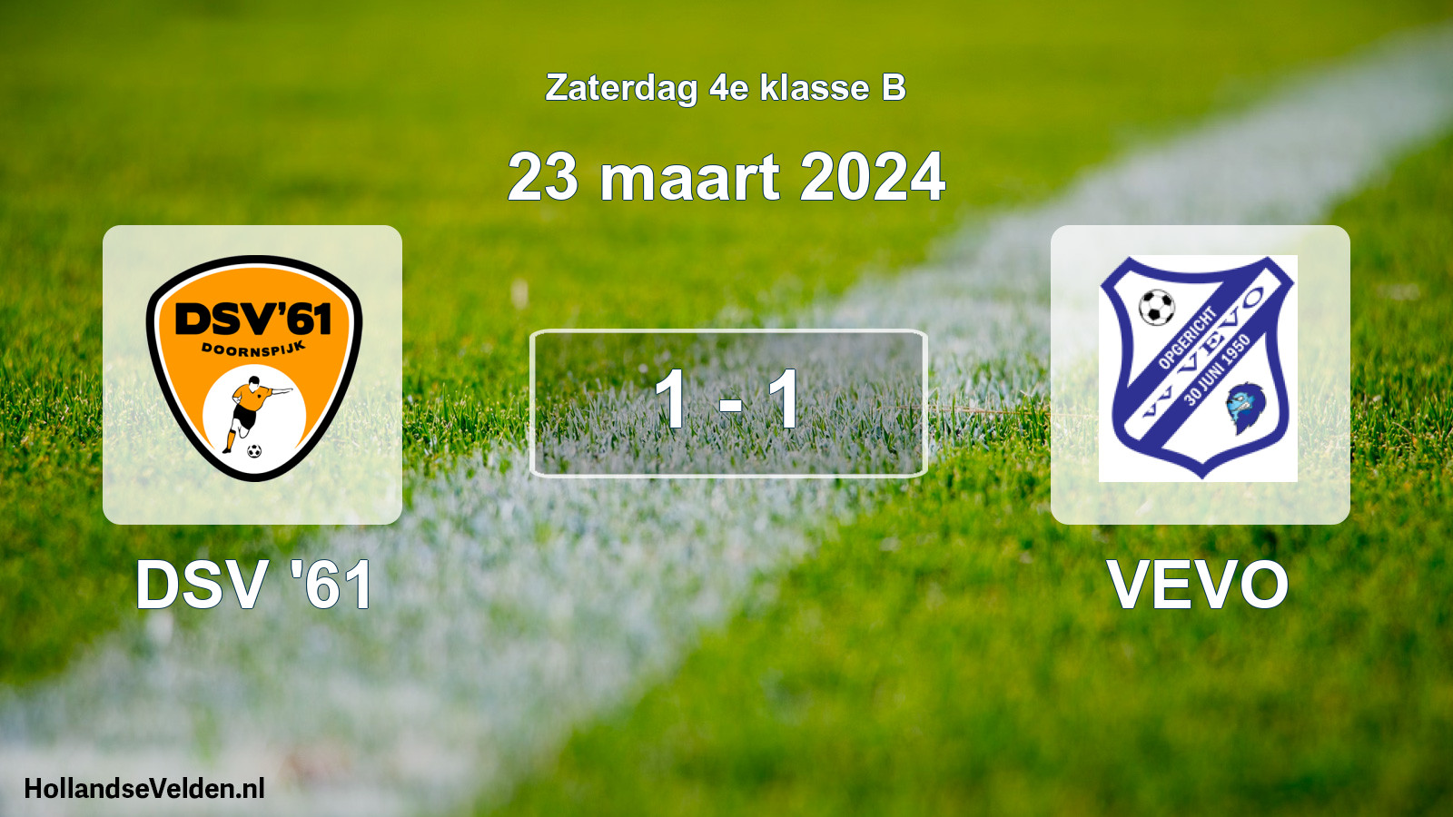 Total number of matches played: DSV '61 - VEVO 1 - 1 (23 March 2024)