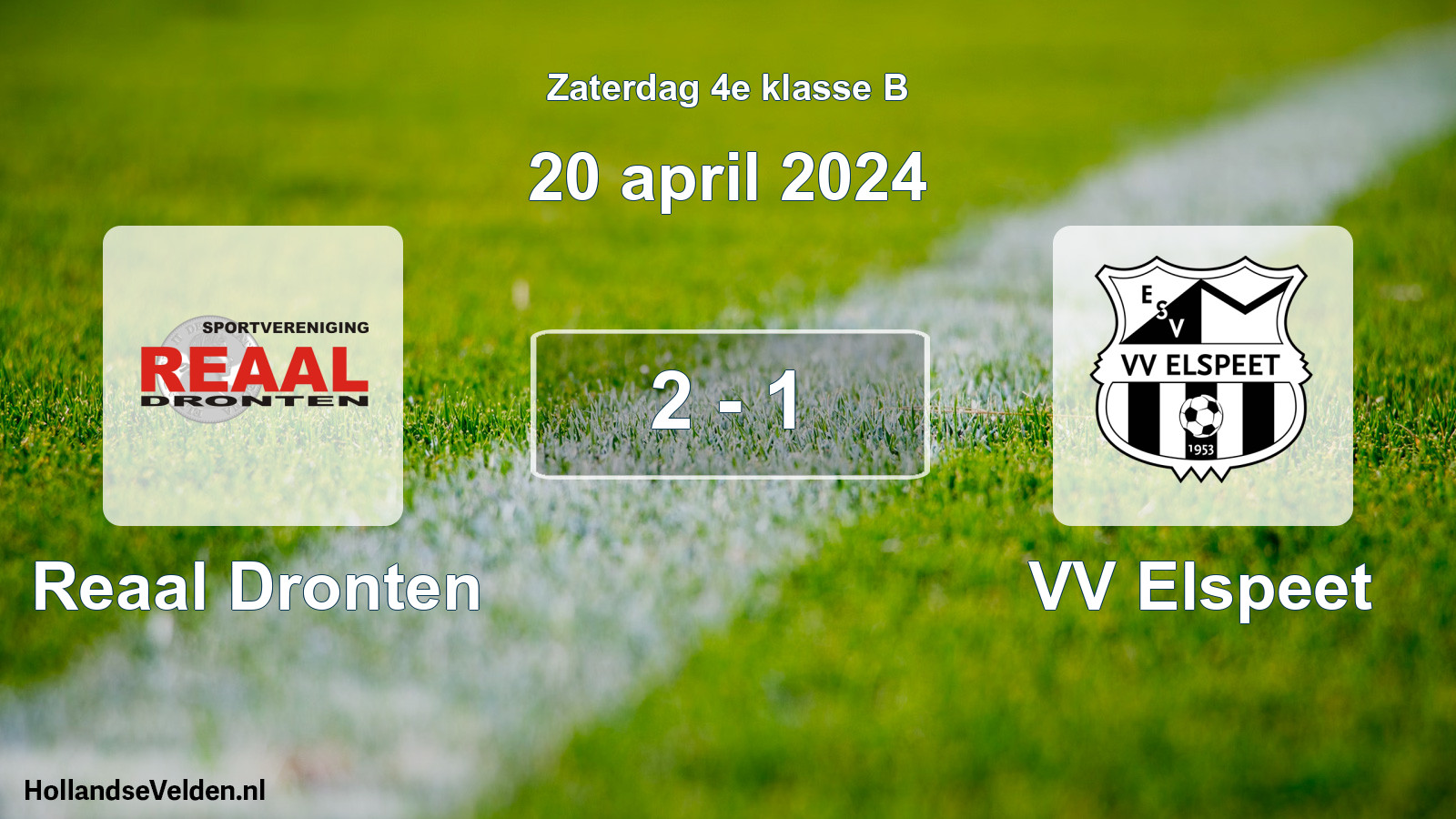 Total number of matches played: Reaal Dronten - VV Elspeet 2 - 1 (20 April 2024)