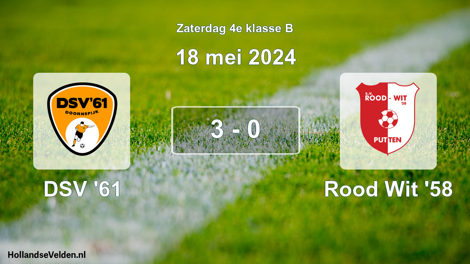 Total number of matches played: DSV '61 - Rood Wit '58 3 - 0 (18 May 2024)