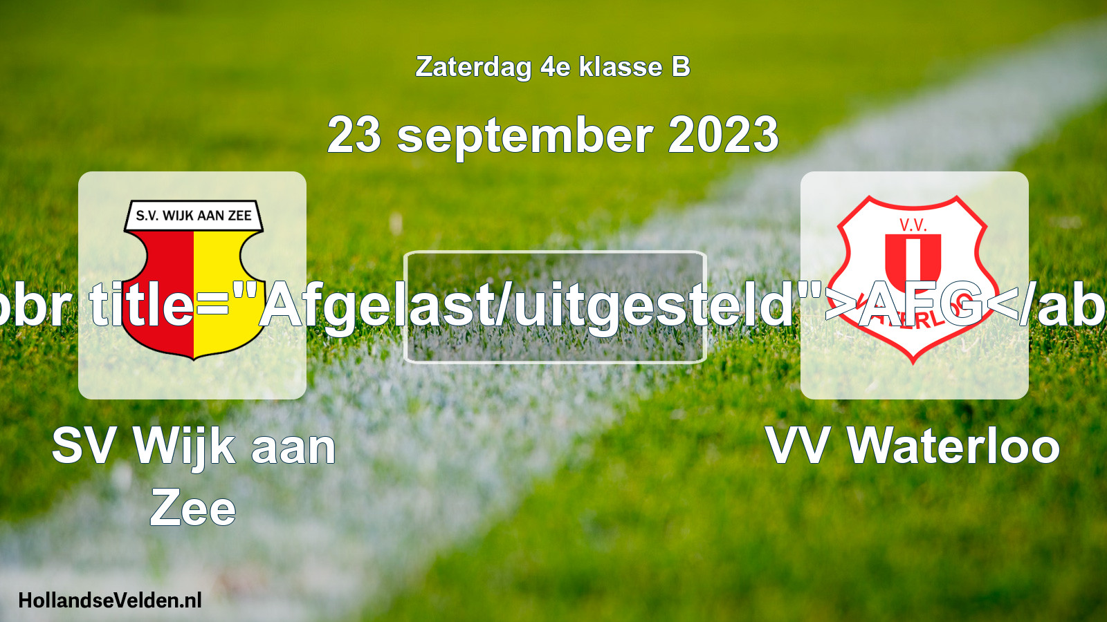 Scheduled Match: SV Wijk aan Zee - VV Waterloo (23 September 2023)