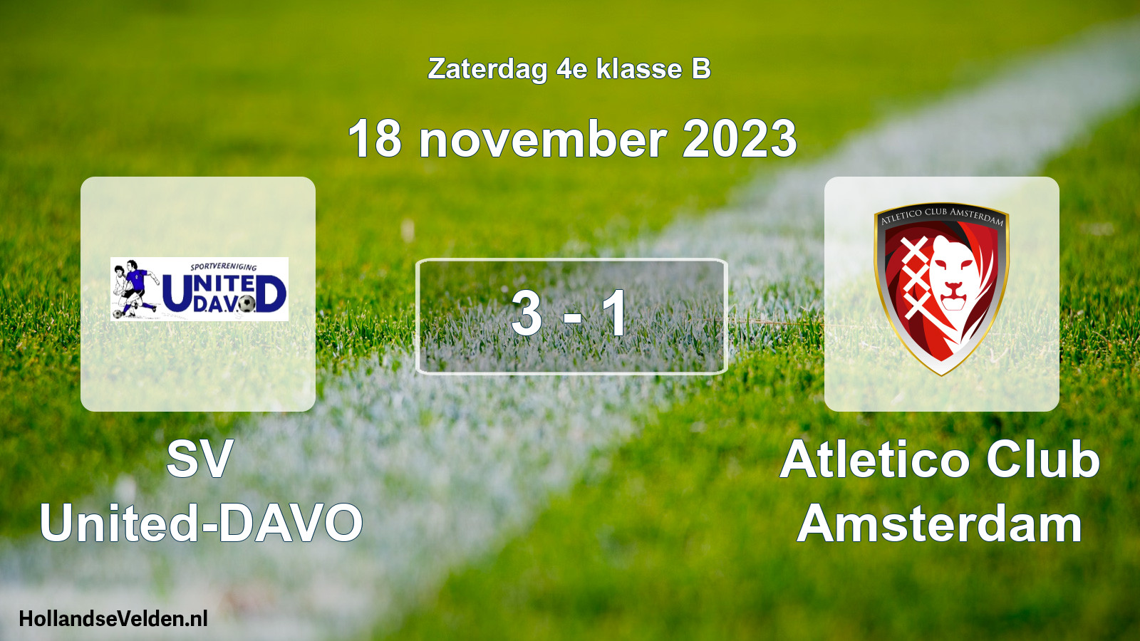 Total number of matches played: SV United-DAVO - Atletico Club Amsterdam 3 - 1 (18 November 2023)