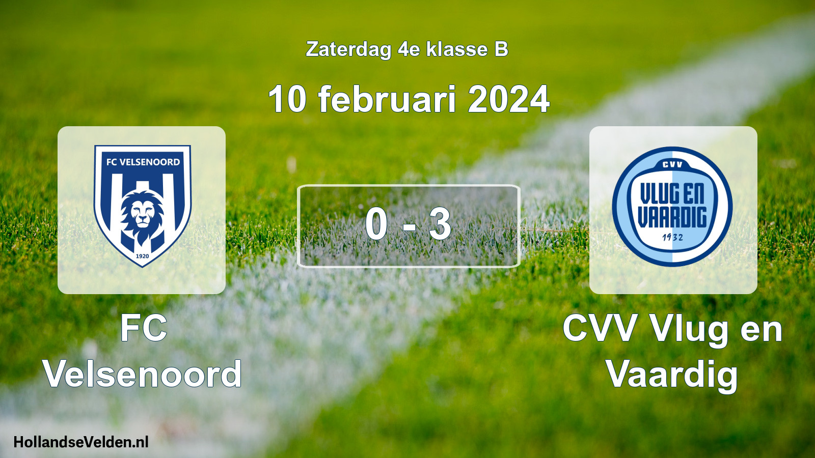 Total number of matches played: FC Velsenoord - CVV Vlug en Vaardig 0 - 3 (10 February 2024)