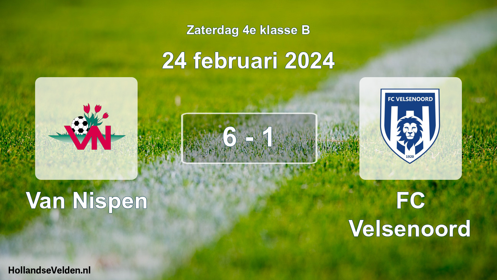 Total number of matches played: Van Nispen - FC Velsenoord 6 - 1 (24 February 2024)