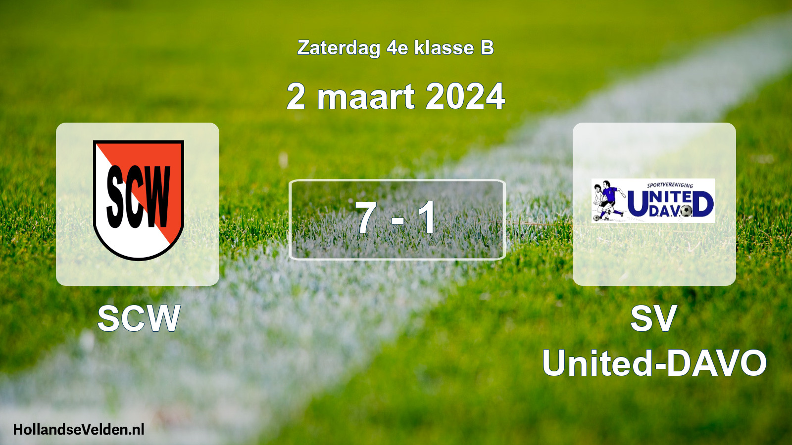 Total number of matches played: SCW - SV United-DAVO 7 - 1 (2 March 2024)