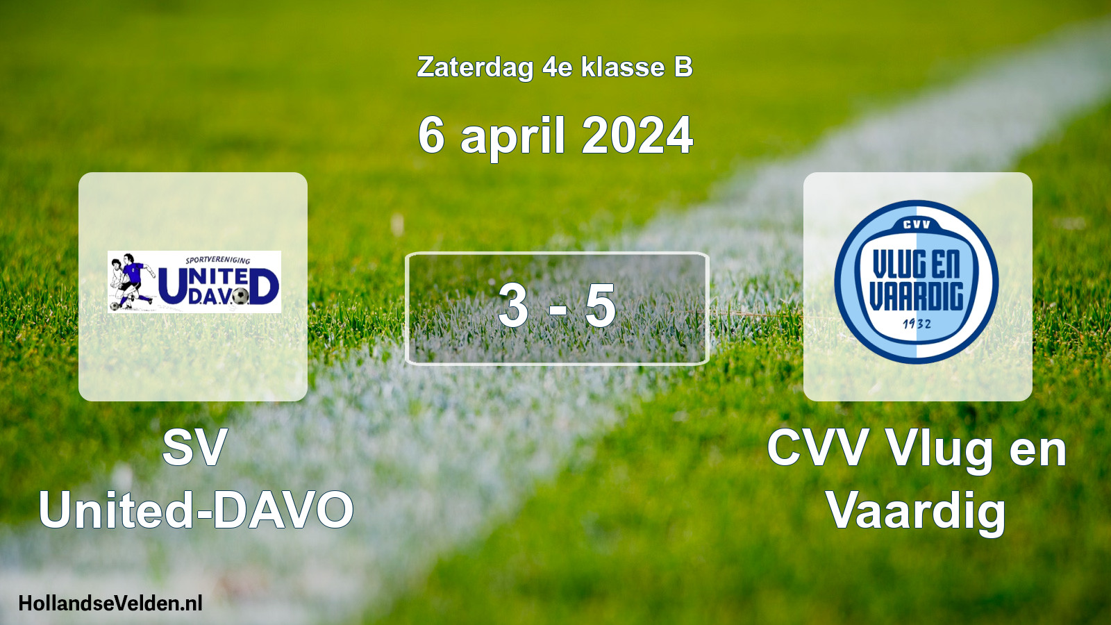 Total number of matches played: SV United-DAVO - CVV Vlug en Vaardig 3 - 5 (6 April 2024)