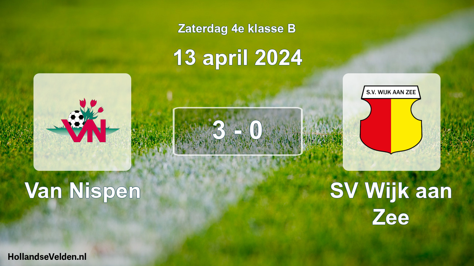 Total number of matches played: Van Nispen - SV Wijk aan Zee 3 - 0 (13 April 2024)