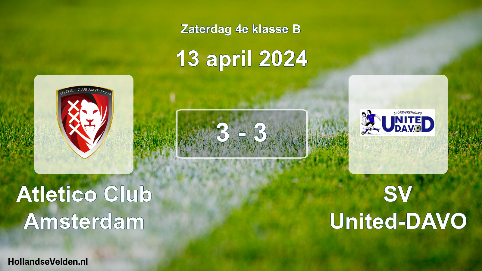 Total number of matches played: Atletico Club Amsterdam - SV United-DAVO 3 - 3 (13 April 2024)