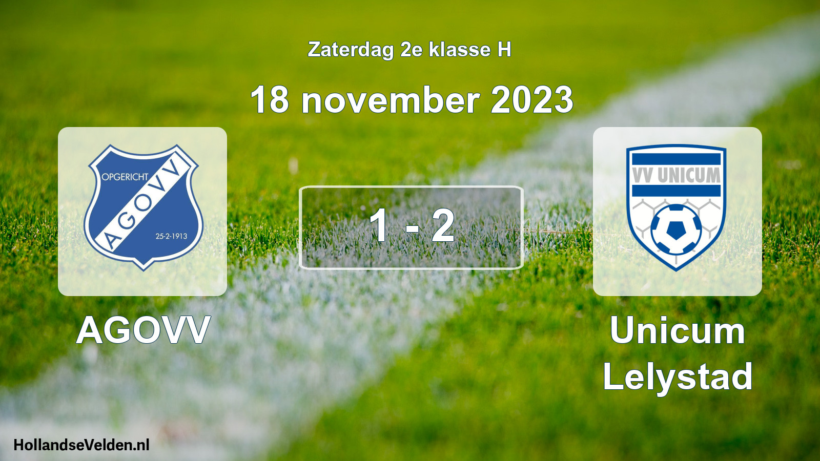 Total number of matches played: AGOVV - Unicum Lelystad 1 - 2 (18 November 2023)