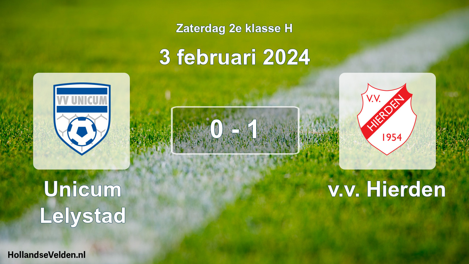 Total number of matches played: Unicum Lelystad - v.v. Hierden 0 - 1 (3 February 2024)