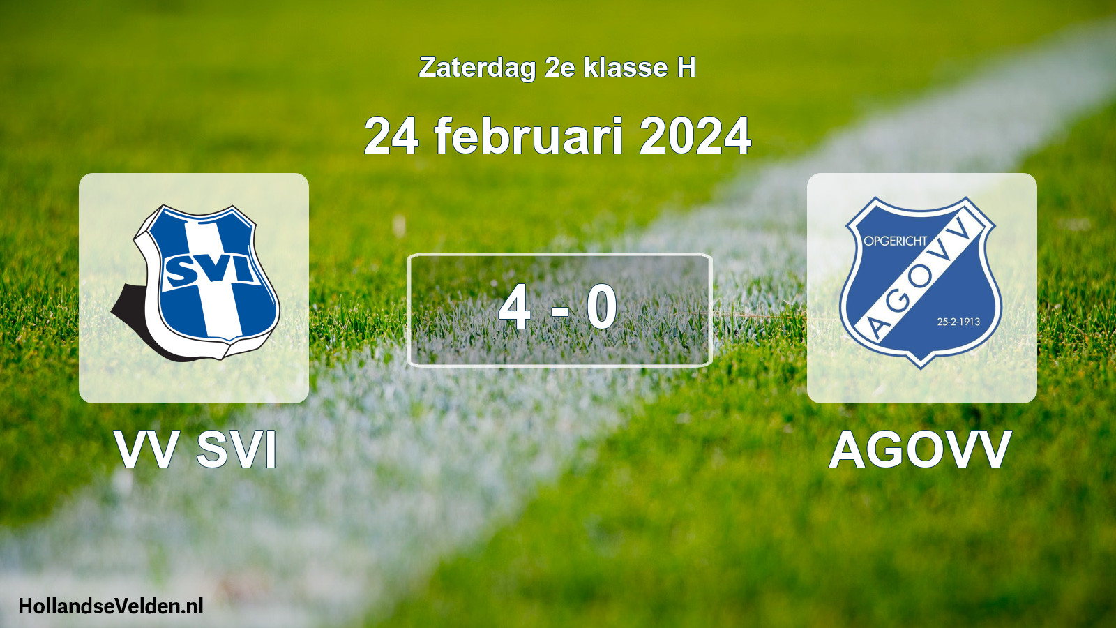 Total number of matches played: VV SVI - AGOVV 4 - 0 (24 February 2024)
