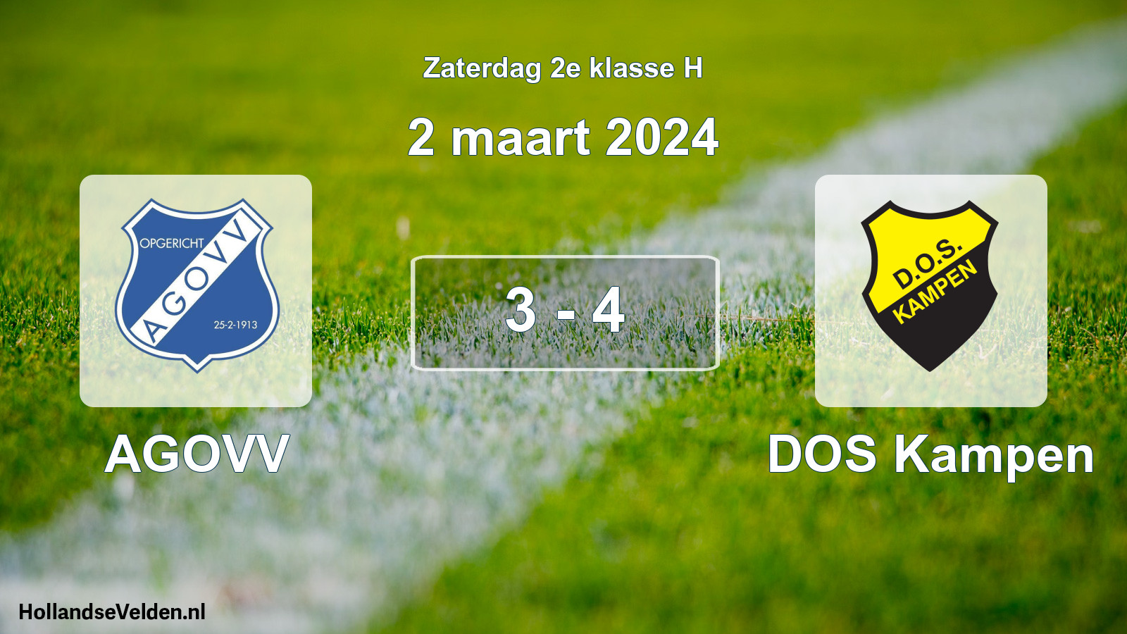 Total number of matches played: AGOVV - DOS Kampen 3 - 4 (2 March 2024)