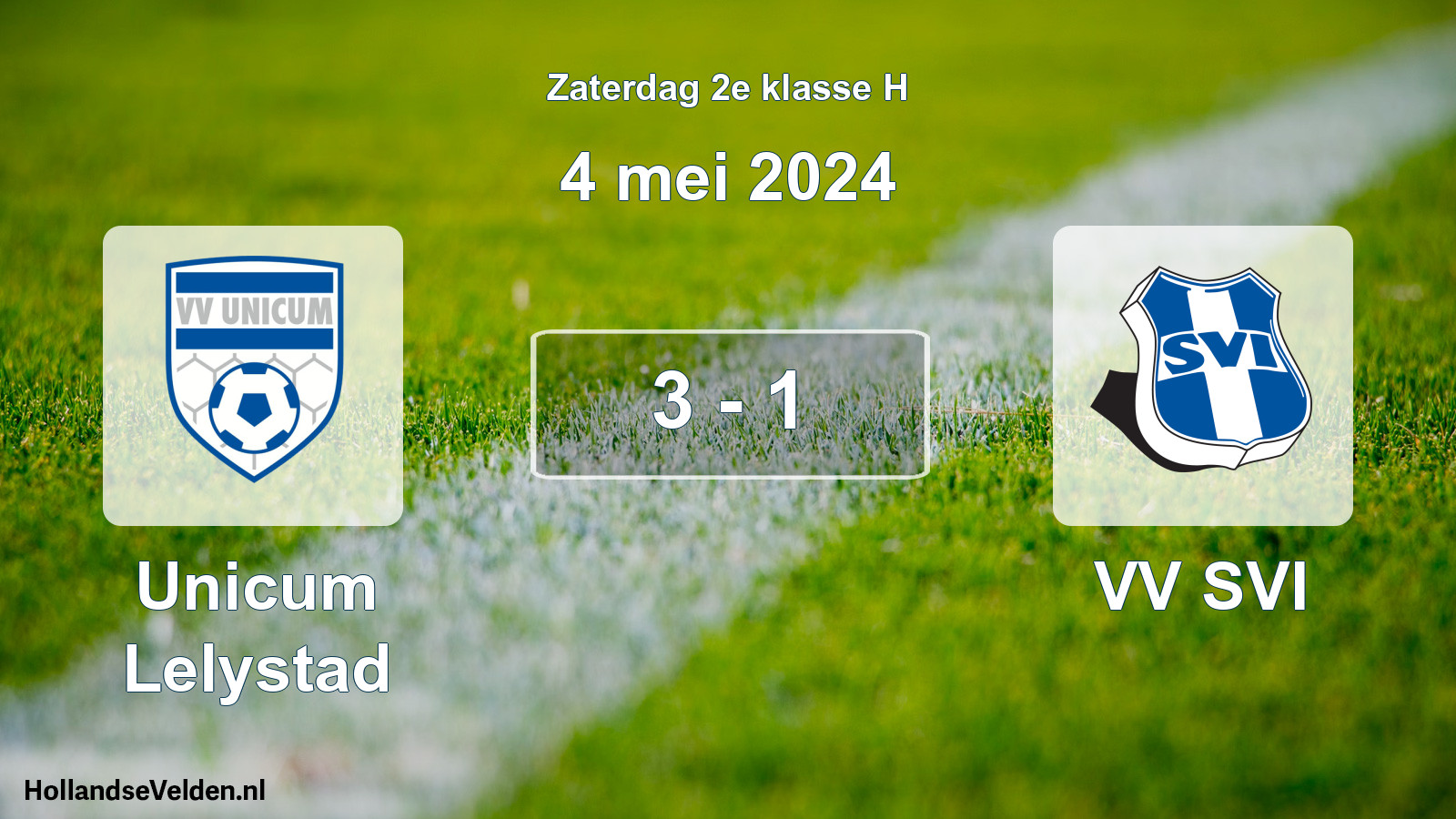 Total number of matches played: Unicum Lelystad - VV SVI 3 - 1 (4 May 2024)