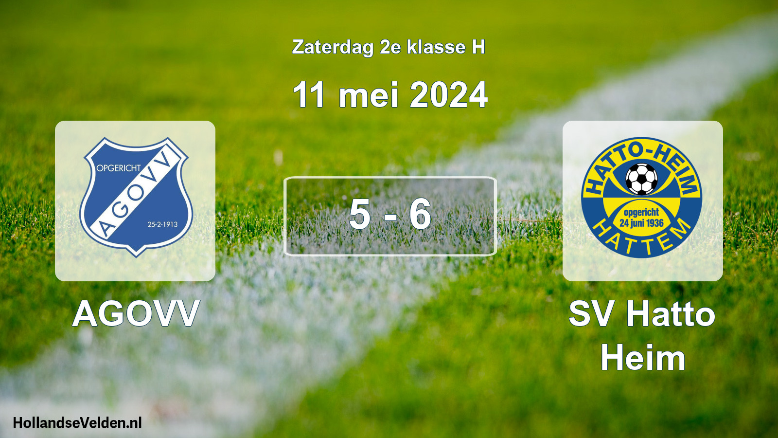 Total number of matches played: AGOVV - SV Hatto Heim 5 - 6 (11 May 2024)