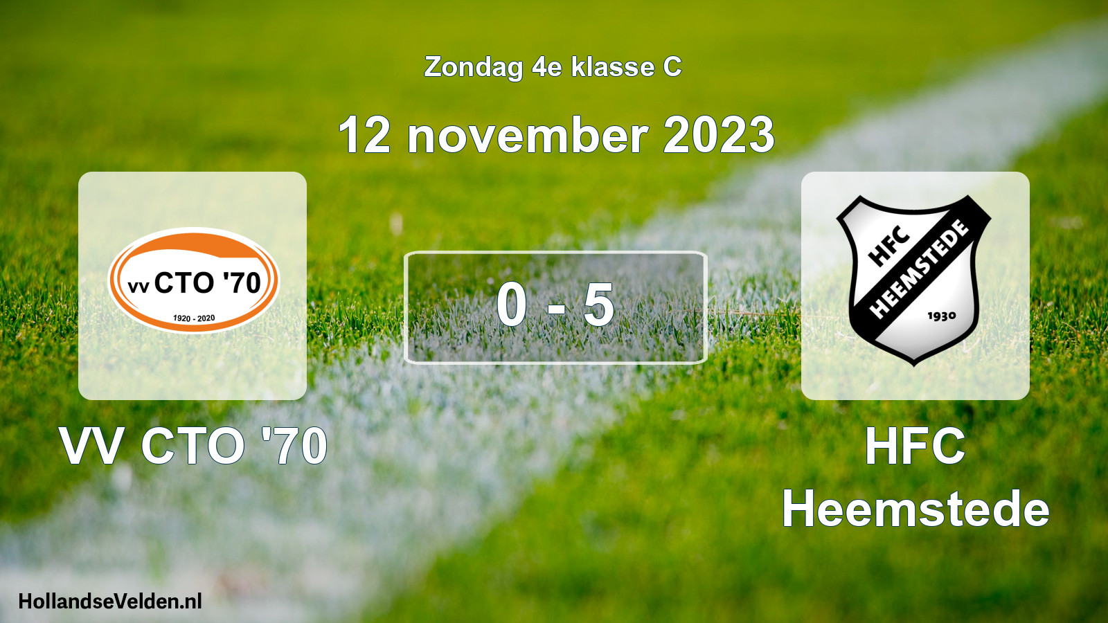 Total number of matches played: VV CTO '70 - HFC Heemstede 0 - 5 (12 November 2023)