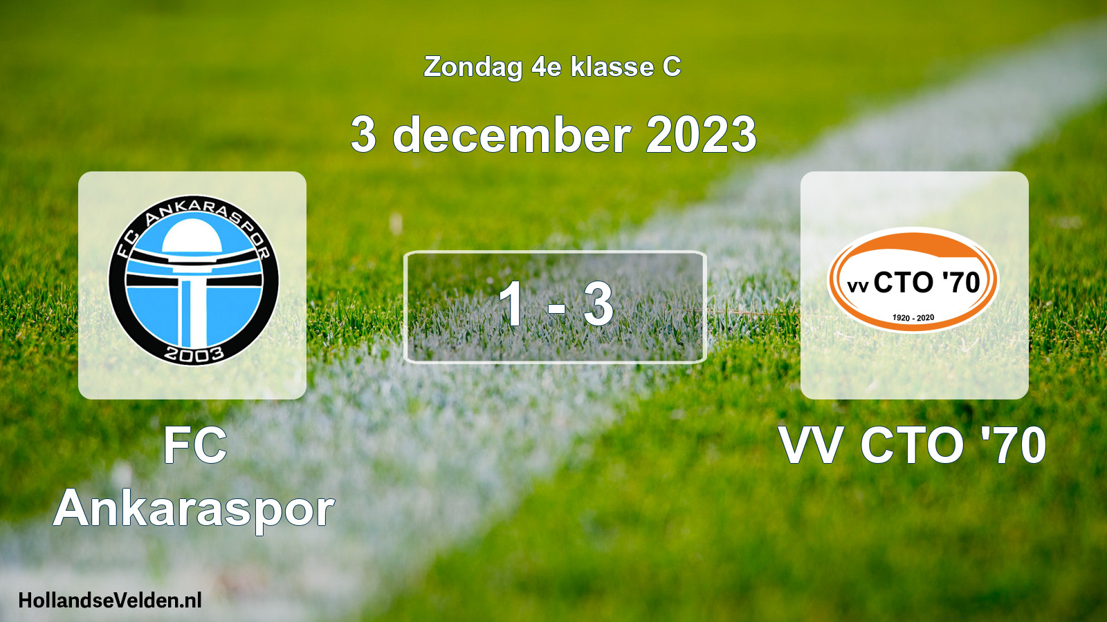 Total number of matches played: FC Ankaraspor - VV CTO '70 1 - 3 (3 December 2023)