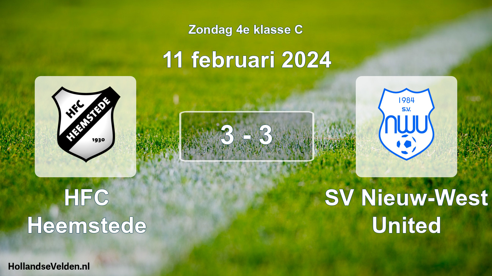 Total number of matches played: HFC Heemstede - SV Nieuw-West United 3 - 3 (11 February 2024)