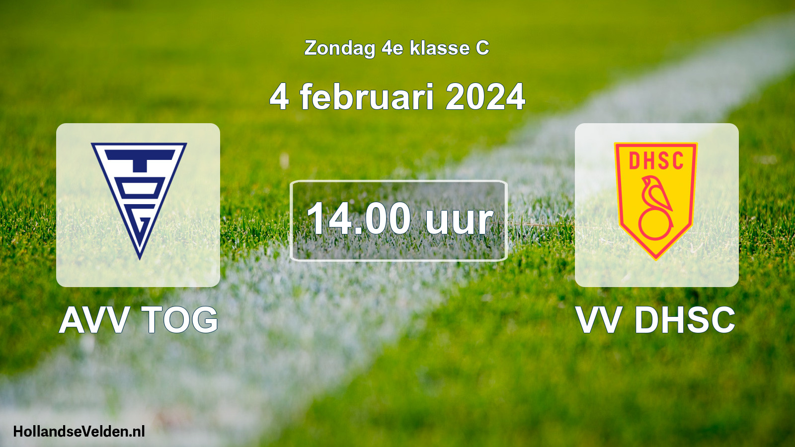 Geplande wedstrijd: AVV TOG - VV DHSC (4 februari 2024)