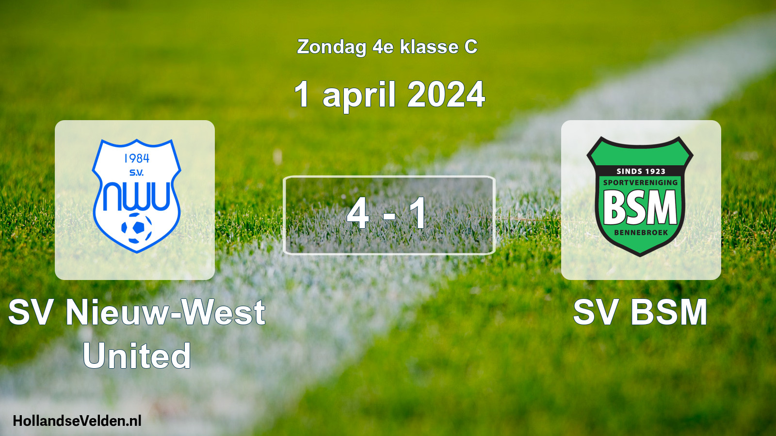Total number of matches played: SV Nieuw-West United - SV BSM 4 - 1 (1 April 2024)