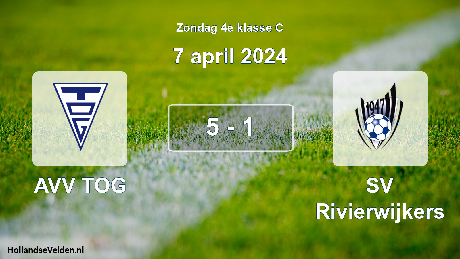 Total number of matches played: AVV TOG - SV Rivierwijkers 5 - 1 (7 April 2024)