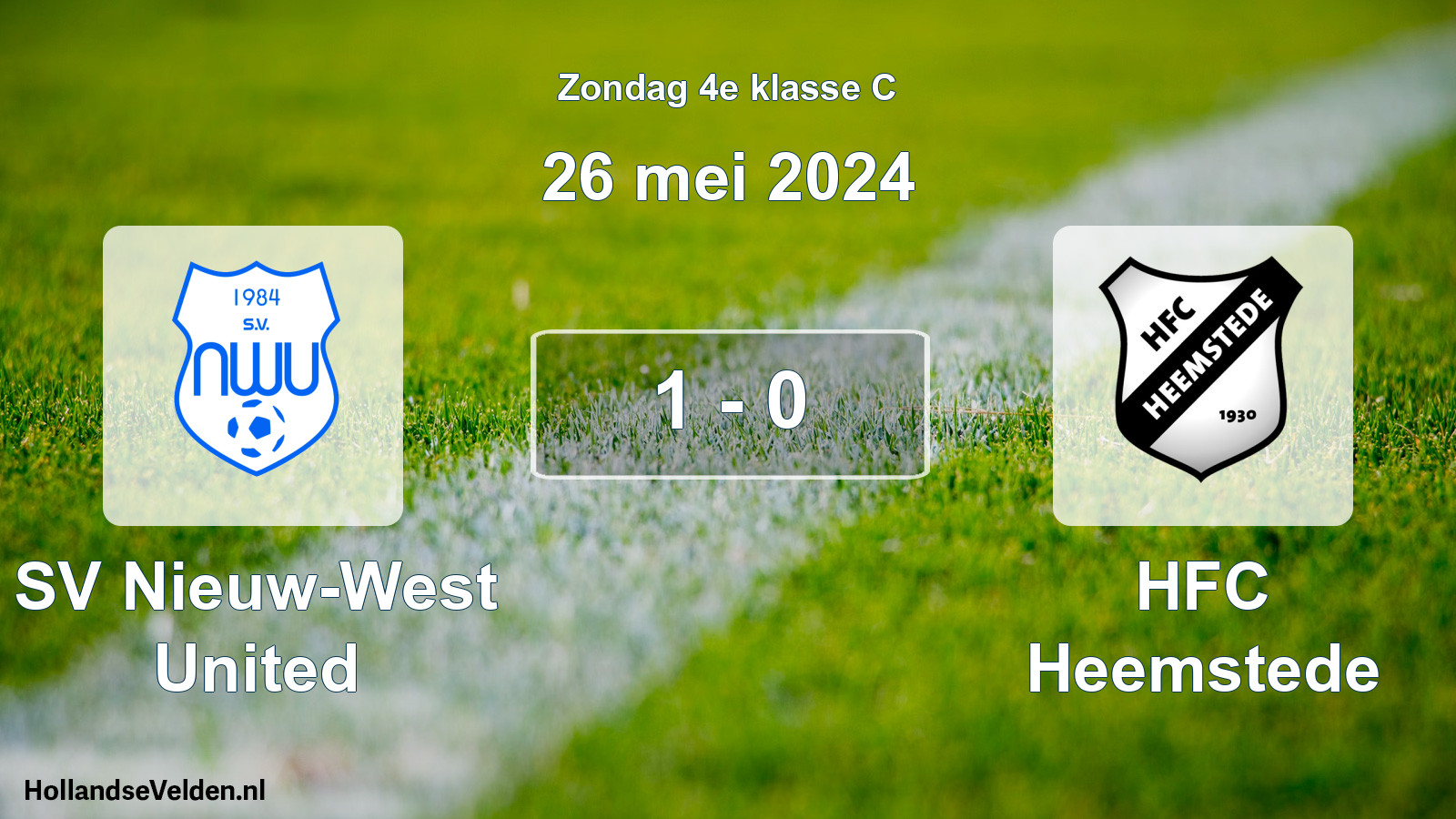 Total number of matches played: SV Nieuw-West United - HFC Heemstede 1 - 0 (26 May 2024)