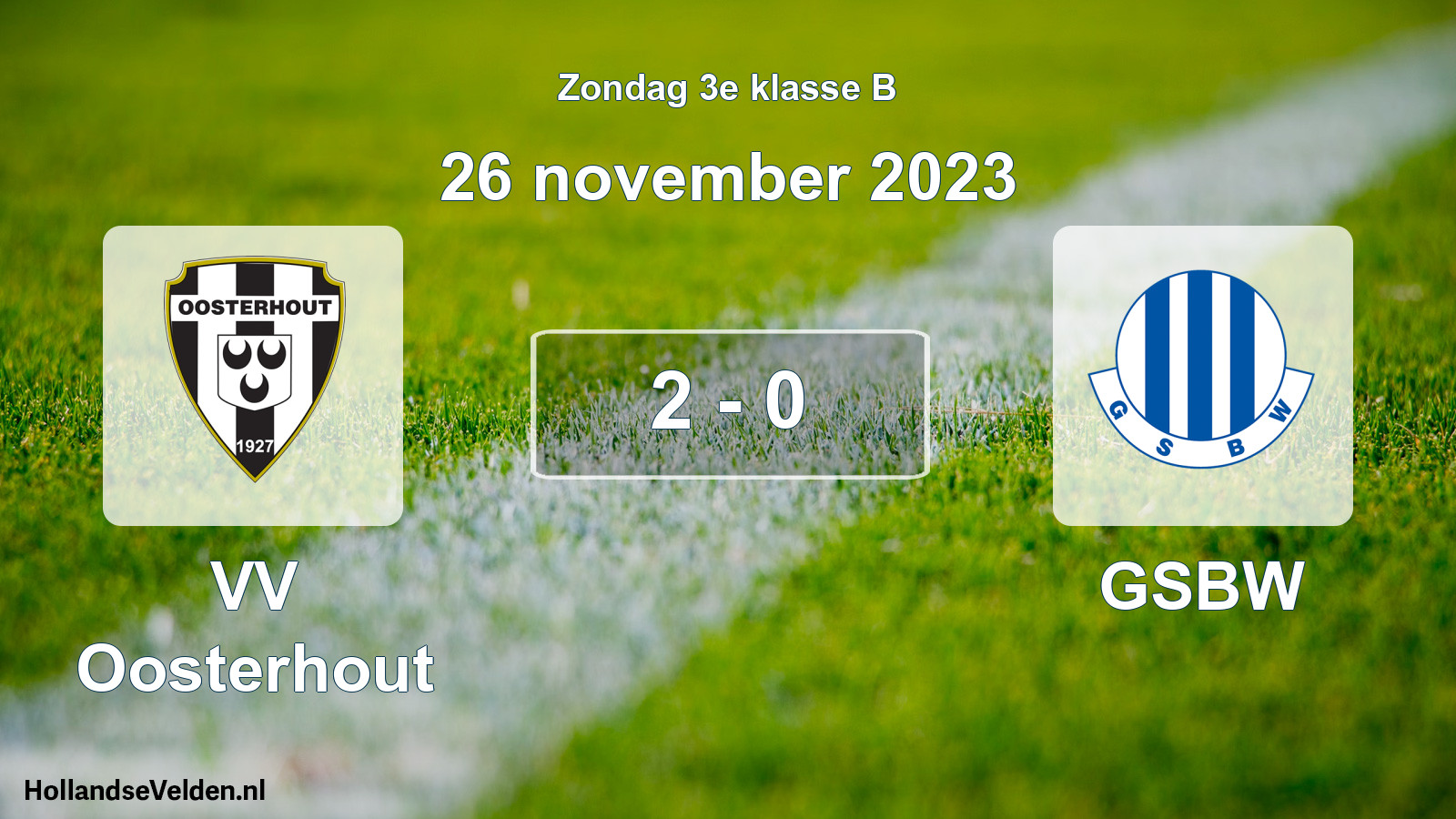 Total number of matches played: VV Oosterhout - GSBW 2 - 0 (26 November 2023)