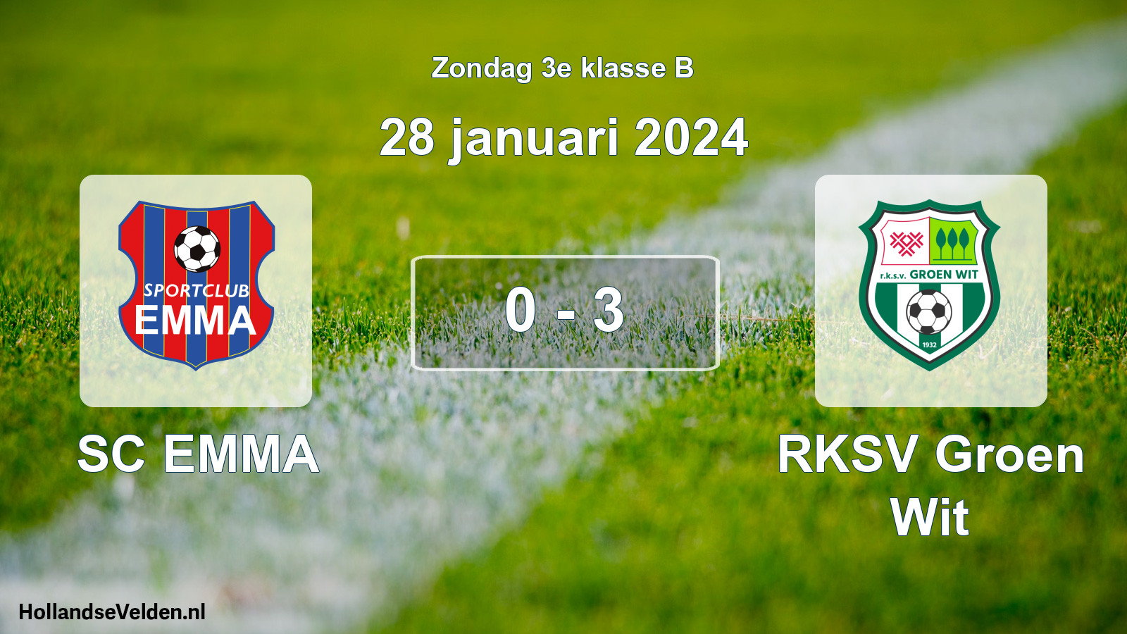 Total number of matches played: SC EMMA - RKSV Groen Wit 0 - 3 (28 January 2024)