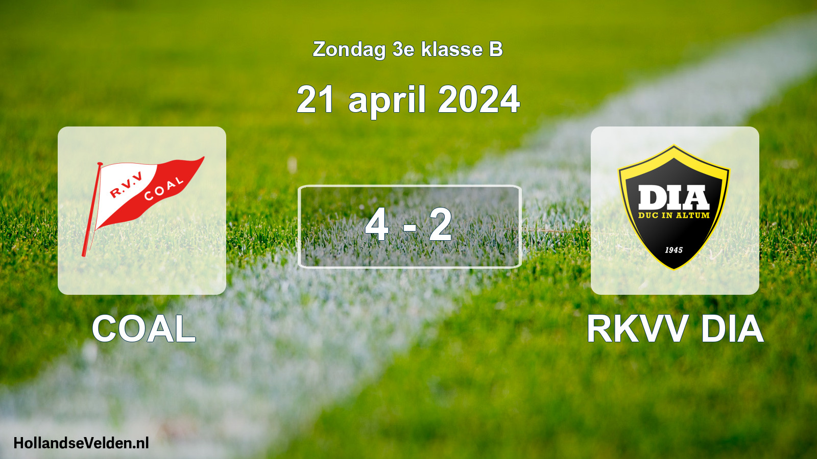 Total number of matches played: COAL - RKVV DIA 4 - 2 (21 April 2024)