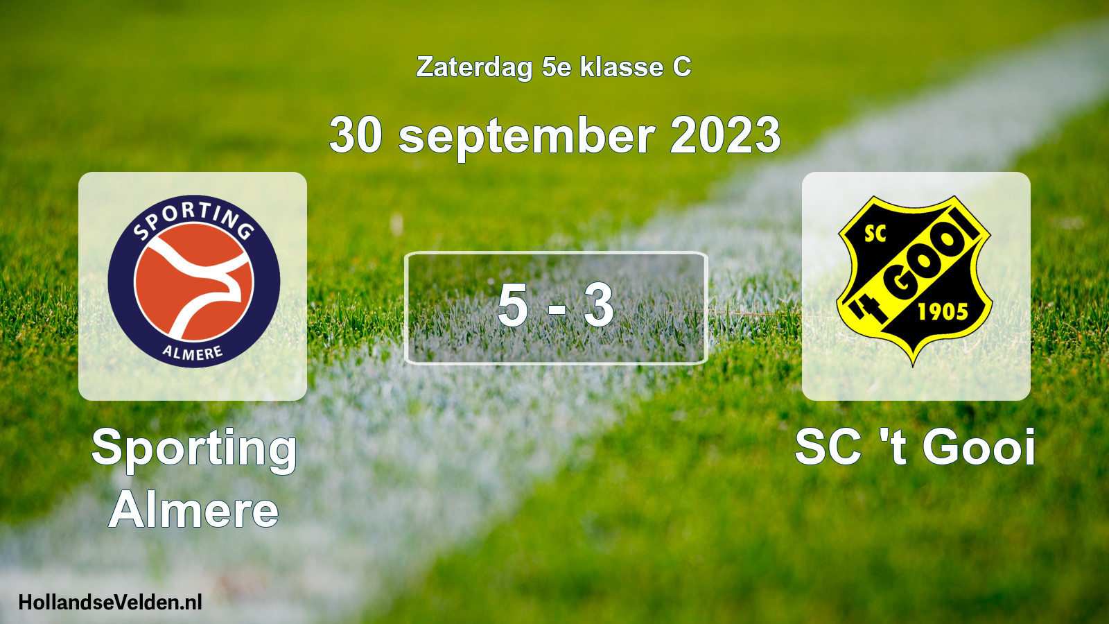 Total number of matches played: Sporting Almere - SC 't Gooi 5 - 3 (30 September 2023)