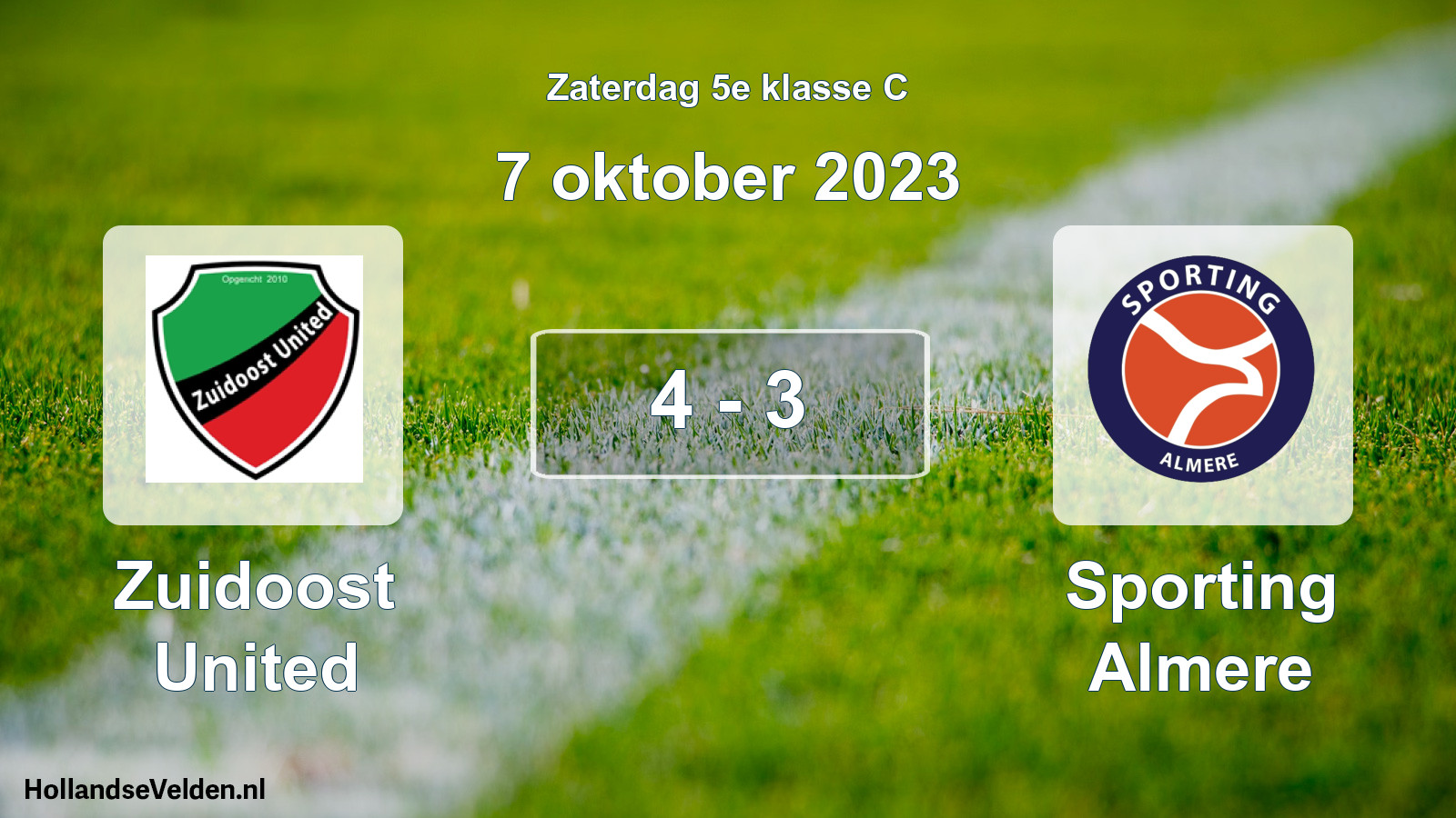 Total number of matches played: Zuidoost United - Sporting Almere 4 - 3 (7 October 2023)