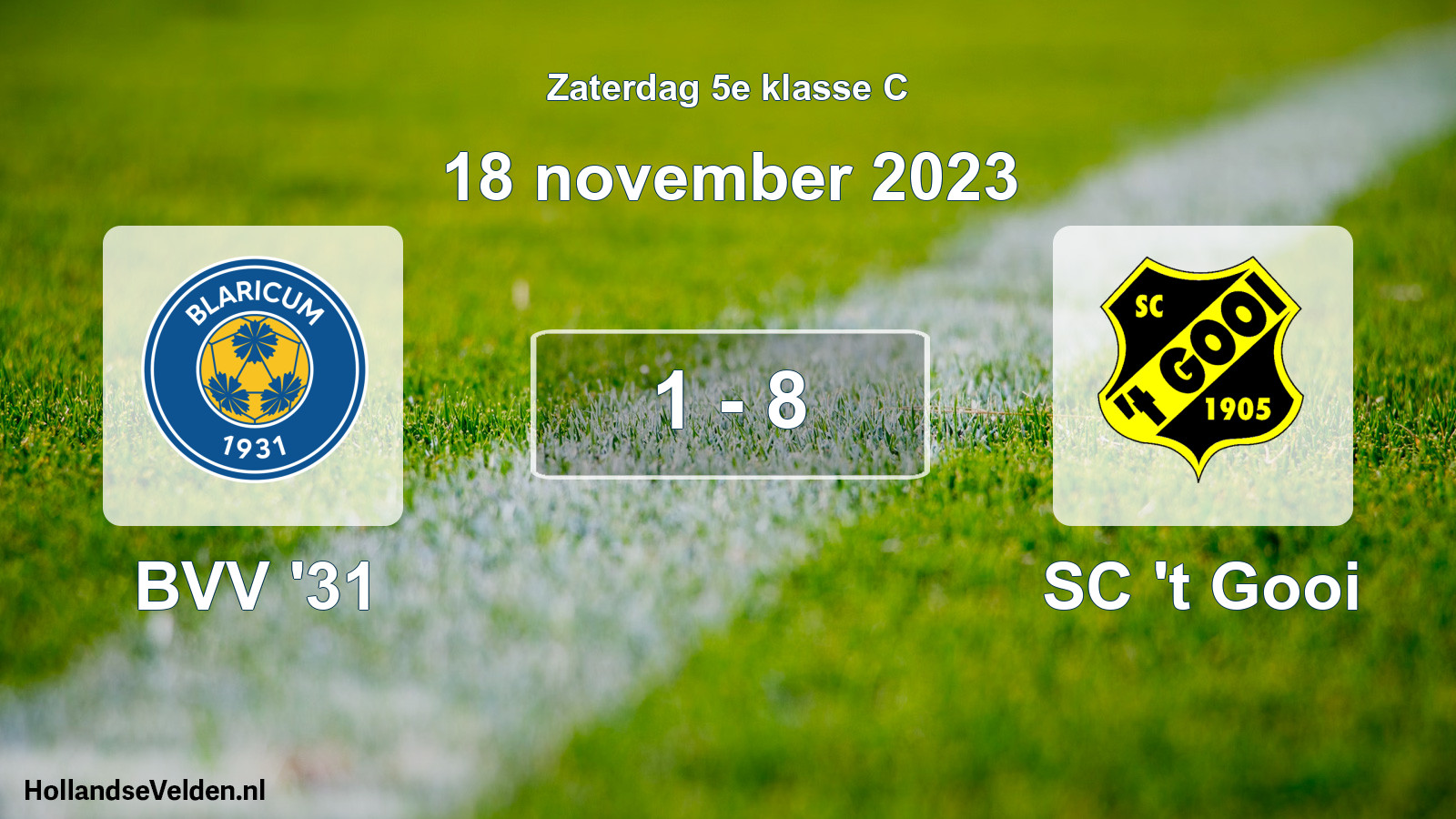 Total number of matches played: BVV '31 - SC 't Gooi 1 - 8 (18 November 2023)