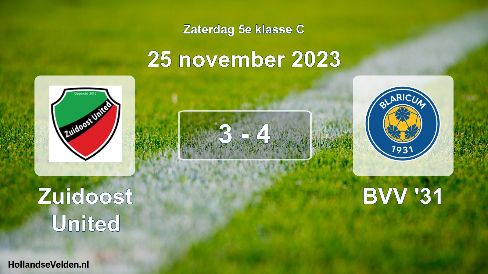 Total number of matches played: Zuidoost United - BVV '31 3 - 4 (25 November 2023)