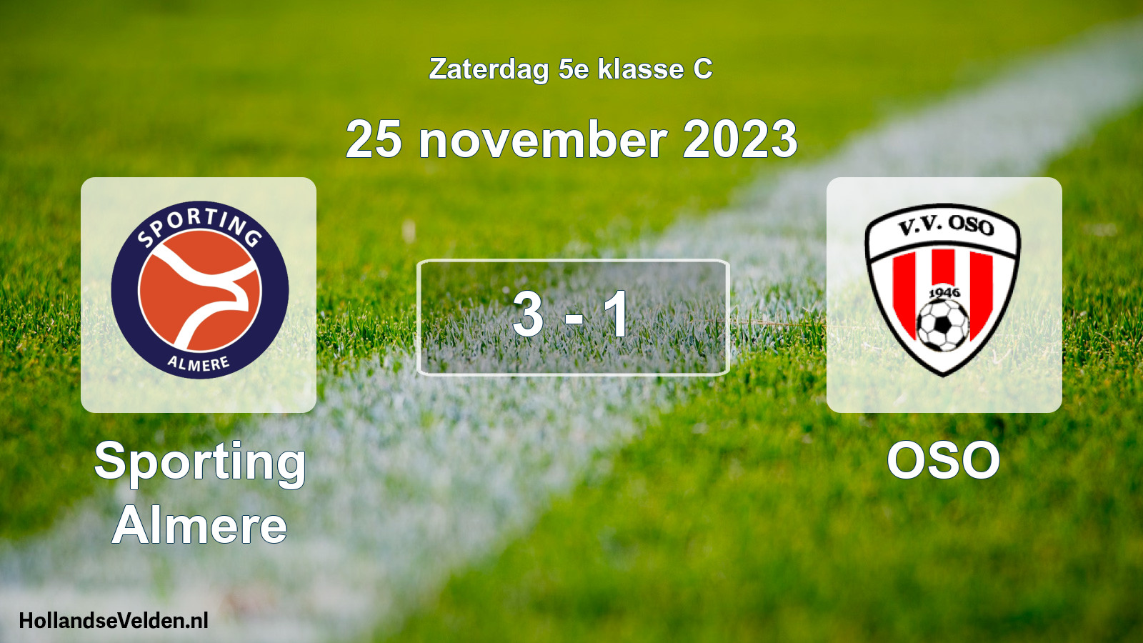 Total number of matches played: Sporting Almere - OSO 3 - 1 (25 November 2023)