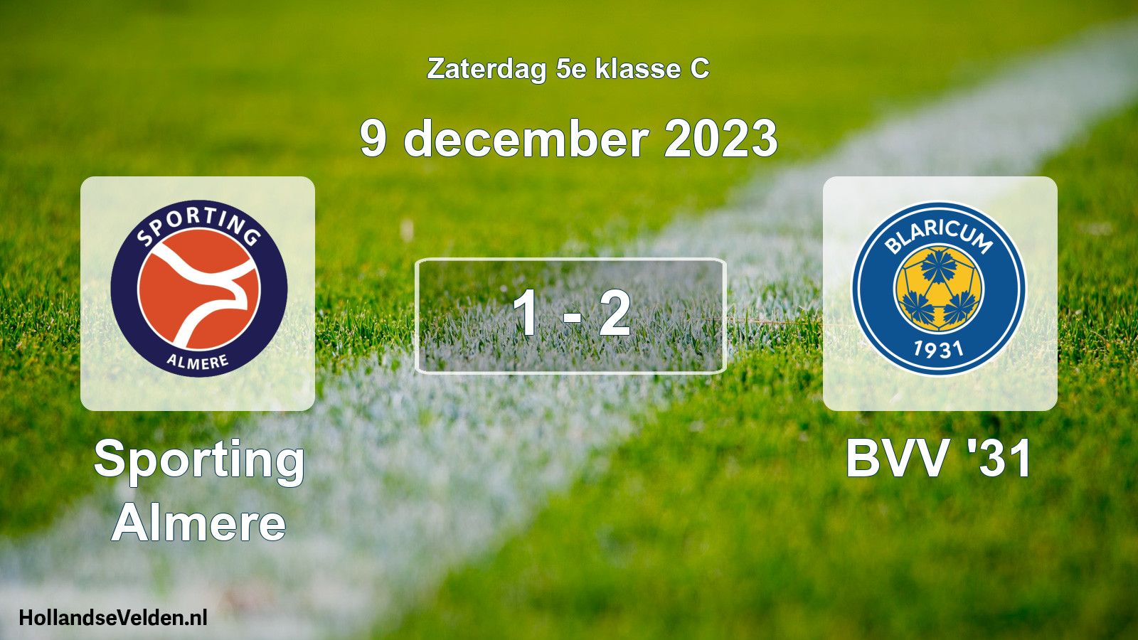 Total number of matches played: Sporting Almere - BVV '31 1 - 2 (9 December 2023)