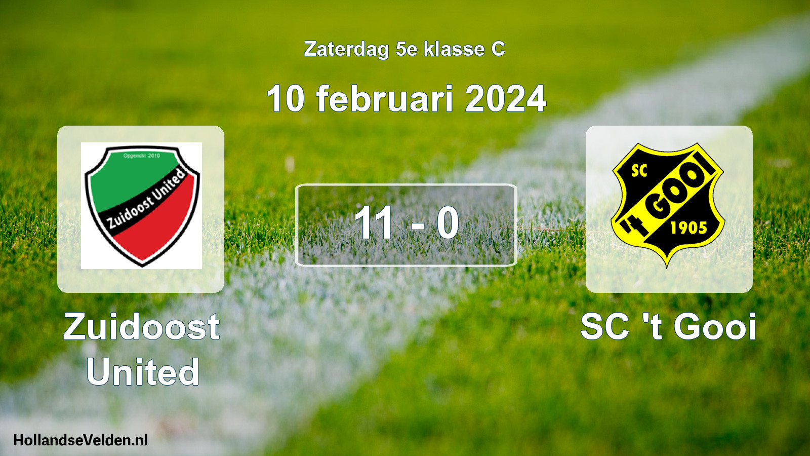 Total number of matches played: Zuidoost United - SC 't Gooi 11 - 0 (10 February 2024)
