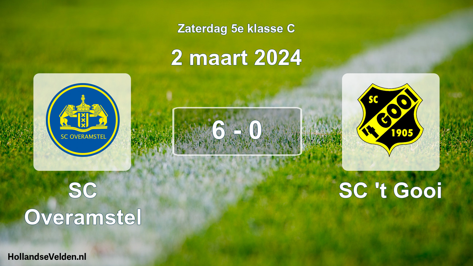 Total number of matches played: SC Overamstel - SC 't Gooi 6 - 0 (2 March 2024)
