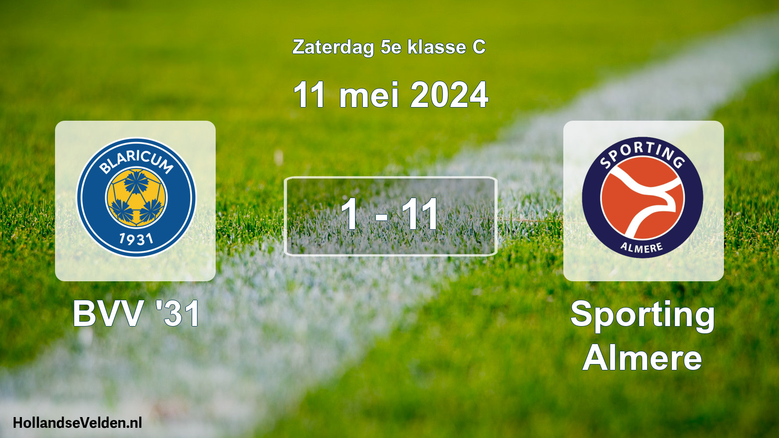 Total number of matches played: BVV '31 - Sporting Almere 1 - 11 (11 May 2024)