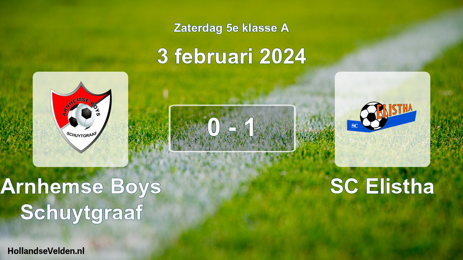 Total number of matches played: Arnhemse Boys Schuytgraaf - SC Elistha 0 - 1 (3 February 2024)