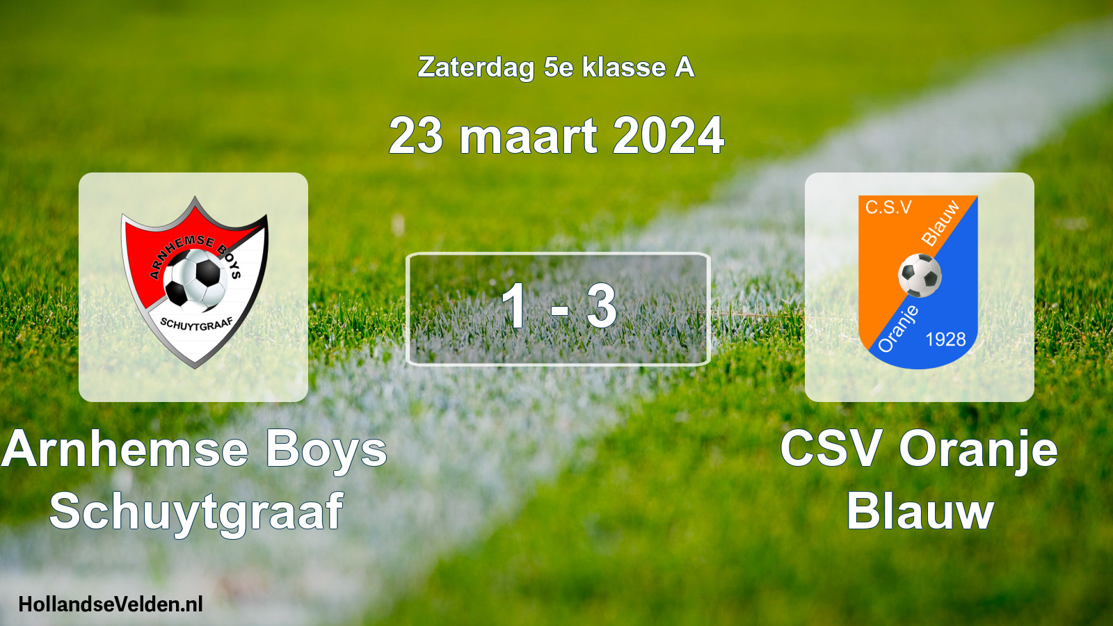 Total number of matches played: Arnhemse Boys Schuytgraaf - CSV Oranje Blauw 1 - 3 (23 March 2024)
