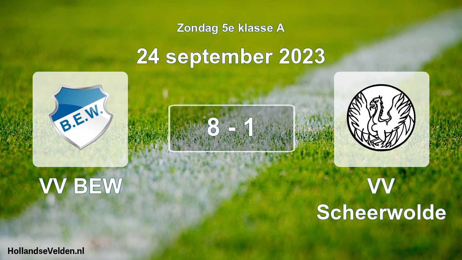 Total number of matches played: VV BEW - VV Scheerwolde 8 - 1 (24 September 2023)